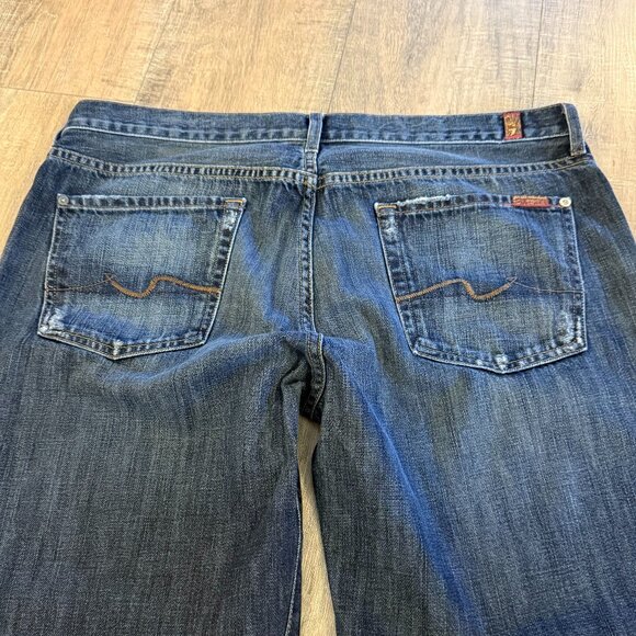 7 For All Mankind Jeans Men's 38 Dark Blue Wash Relaxed Baggy Fit - Picture 4 of 12